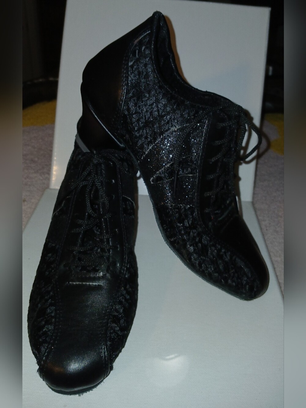 NWT Women's Black Lace-Up Dance Shoes.